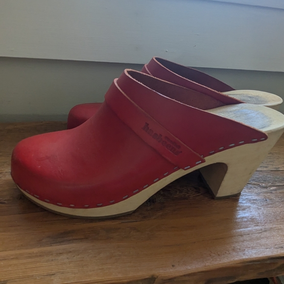 Swedish Hasbeens Red Leather Clogs size 40 GUC - Picture 8 of 13